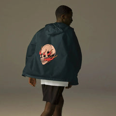 Men’s Lightweight Zip-Up Windbreaker - Flaming Skull - Trejaket