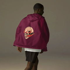 Men’s Lightweight Zip-Up Windbreaker - Flaming Skull - Trejaket