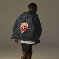 Men’s Lightweight Zip-Up Windbreaker - Flaming Skull - Trejaket