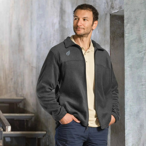 Men's Columbia Fleece Jacket with Minimal Leaf Design - Lightweight Outdoor Comfort  Trejaket