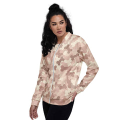 Women’s Bomber Jacket - Dog Bone Camo Print Design - Trejaket
