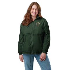 Women’s Basic Windbreaker - Embroidered Dog Face Circle Design - Trejaket