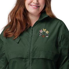 Women’s Basic Windbreaker - Embroidered Dog Face Circle Design - Trejaket