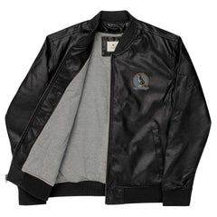 Men’s Leather Bomber - Embroidered Dog Badge - Trejaket