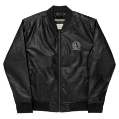Men’s Leather Bomber - Embroidered Dog Badge - Trejaket