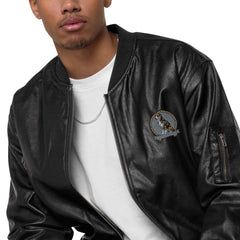Men’s Leather Bomber - Embroidered Dog Badge - Trejaket