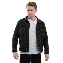 Men’s Denim Jacket - Dog & Hand Embroidered Design - Trejaket