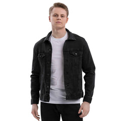 Men’s Denim Jacket - Dog & Hand Embroidered Design - Trejaket