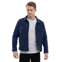 Men’s Denim Jacket - Dog & Hand Embroidered Design - Trejaket