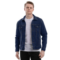 Men’s Denim Jacket - Dog & Hand Embroidered Design - Trejaket