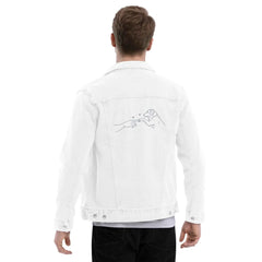 Men’s Denim Jacket - Dog & Hand Embroidered Design - Trejaket