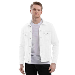 Men’s Denim Jacket - Dog & Hand Embroidered Design - Trejaket