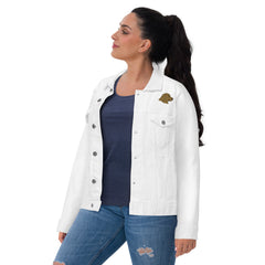 Women’s Denim Jacket - Golden Retriever Head Embroidery - Trejaket